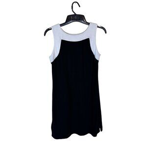 Womens IZOD Black and White COTTON Easy Care Dress Size 10 Sleeveless Midi